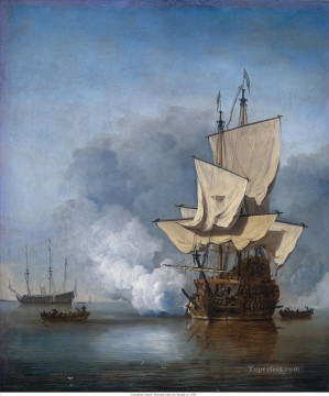 Buque de guerra Painting - Het Kanonschot Willem van de Velde II 1707 acorazados